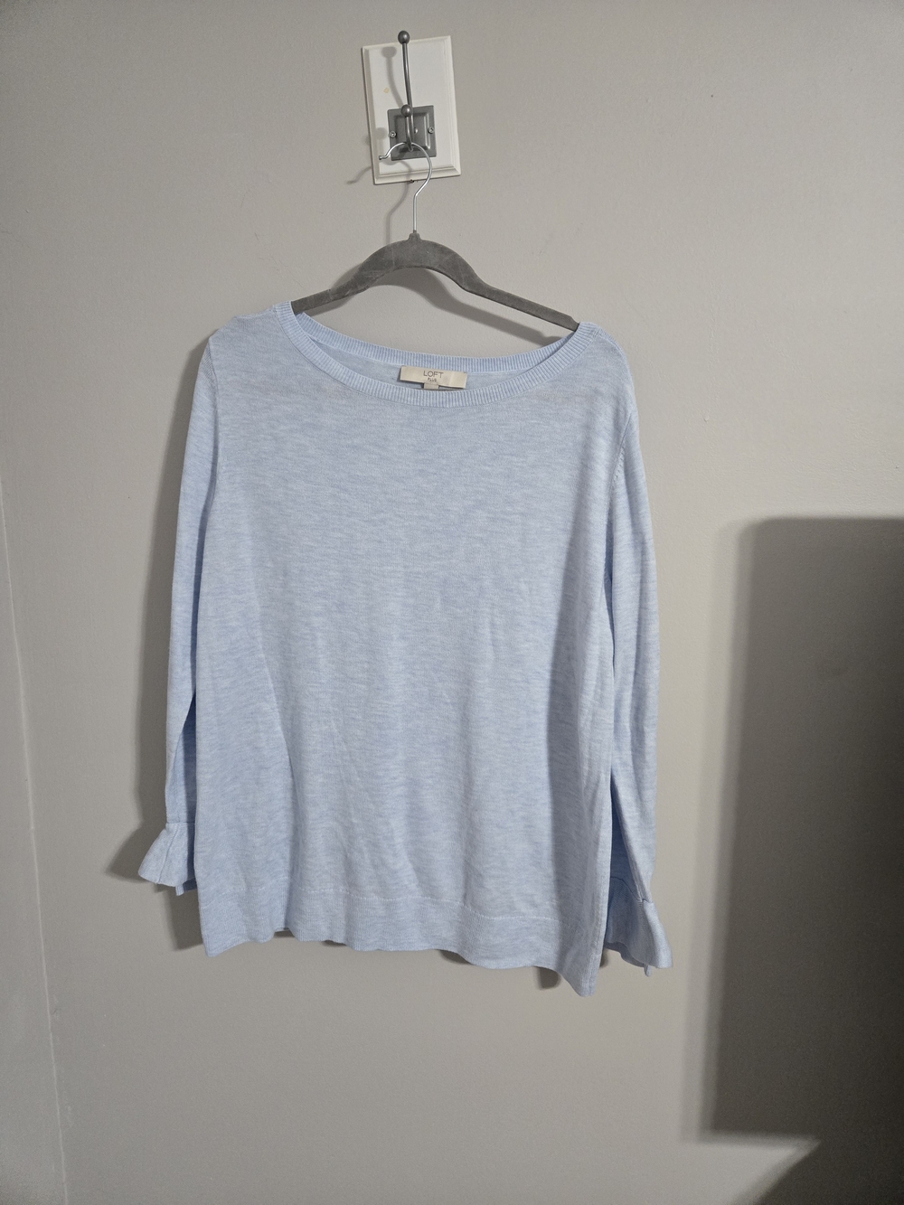 LOFT Light Blue Scoop Neck Lightweight Sweater